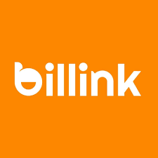 The image shows the word "billink" in white lowercase letters on an orange background.